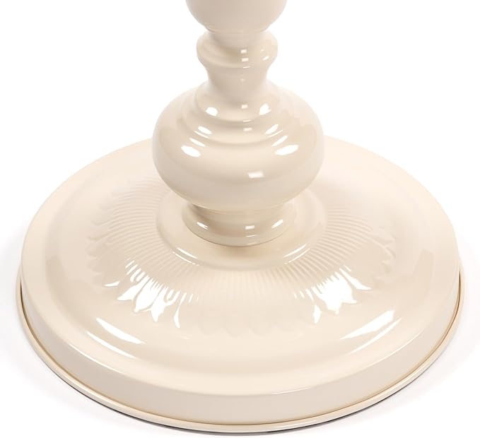 Vintage Metal Coffee Table, Round Cream White Side Table for Sofa or Bedside, Accent End Table for Small Space Living Room Bedroom