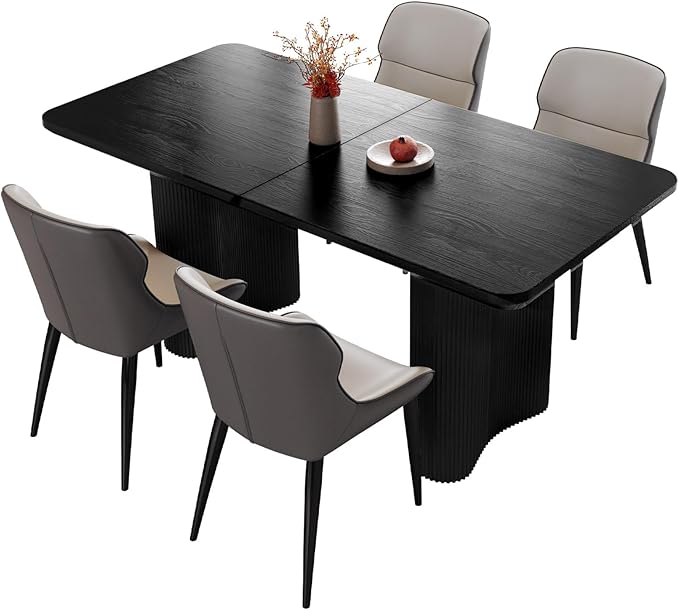 5-Piece Modern Dining Set, 62.99" Dining Table Set for 4, Rectangular Kitchen Table with 4 Chairs for Living Room, Kitchen & Dining Room Sets for Home, Apartment, Black