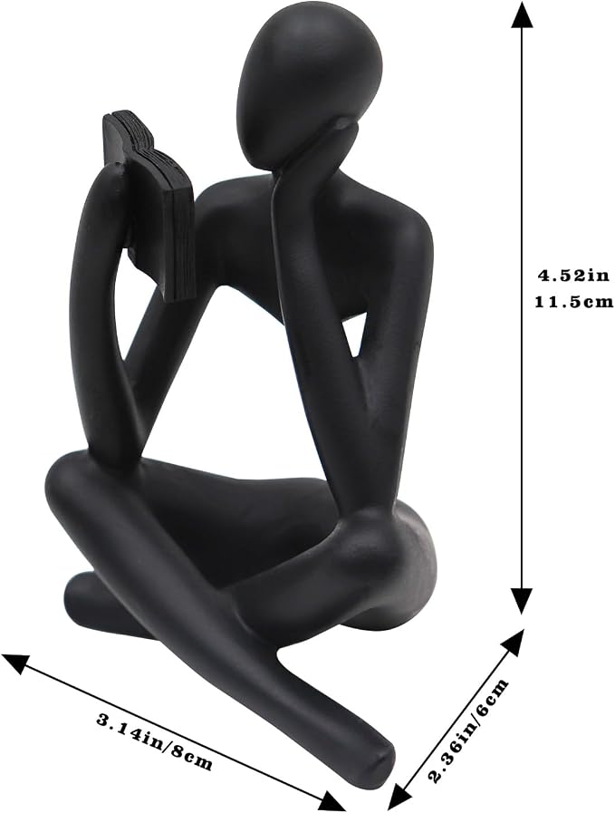 Jinkoozz Reading Women Statue, Thinker Sculptures, Abstract Art Ornament, Modern Aesthetic Figurine Decoration, Suitable for Home Living Room Bedroom Office Shelf Table Desk Bookshelf Decor