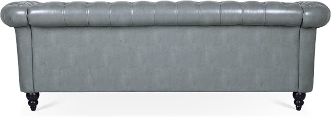 LEVNARY Chesterfield Sofa, Classic Tufted Upholstered Leather Couch, Modern 3 Seater Couch Furniture with Tufted Back for Living Room Office (Gray)