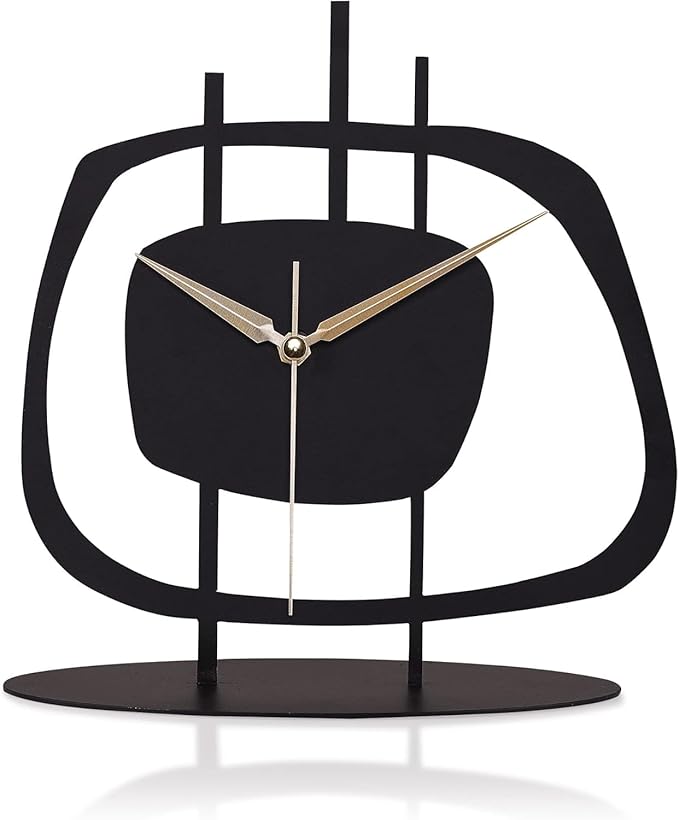 Table Clock for Living Room Office, Bedside, Kitchen | Silent Running Night Shelf Analog Desk Clock with 8 x 9 inch Size | Decorative Table Clocks