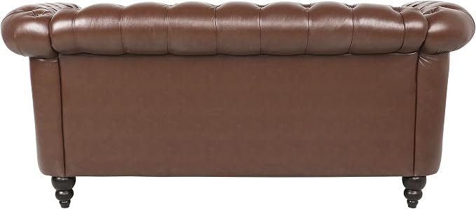 LEVNARY Leather Sofa, Chesterfield Tufted Upholstered 2 Seater Couch, Modern Loveseat Couch Classic Furniture for Living Room Bedroom (Dark Brown)