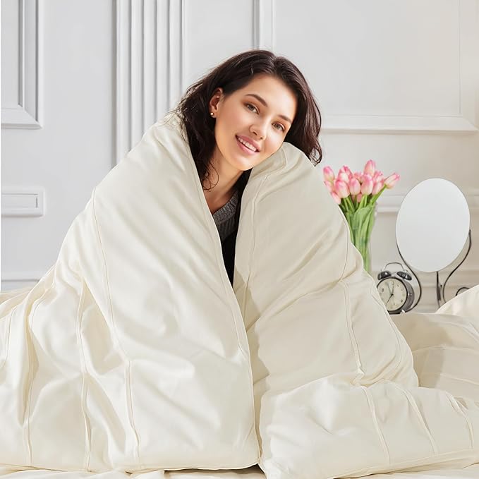 NEXHOME PRO 100% Organic Cotton Duvet Cover King, Linen Like Pleated Textured Ivory Duvet Cover Set, 3pc Bedding Set with Zipper Closure, Soft, Lightweight and Breathable,104"x90", No Comforter