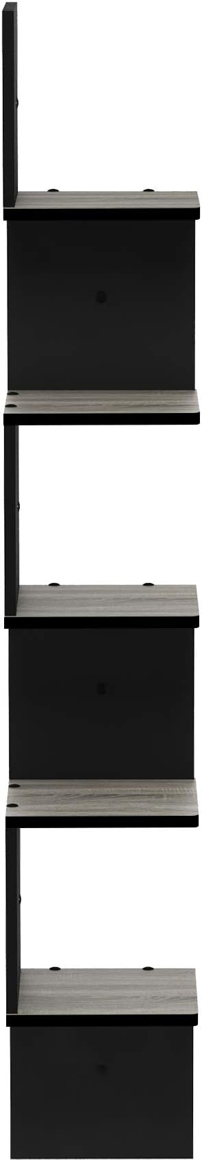 Furinno ROSSI Corner Floating Shelves for Wall, 5-Tier Corner Square Wall Shelf, Radial Floating Book Shelf, for Bathroom, Bedroom, Living Room, French Oak