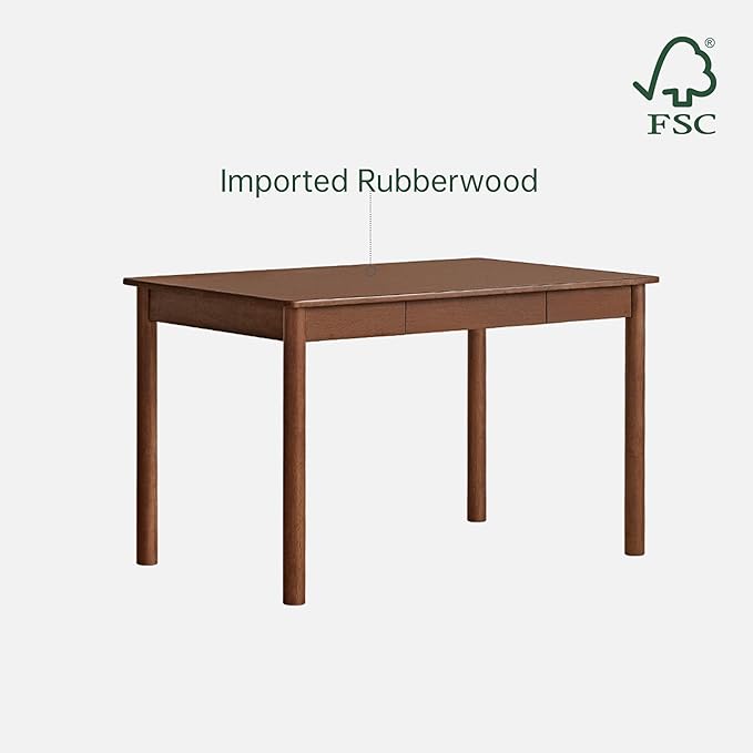 100% Solid Wood Desk, Home Office Writing Desk, Mid Century Modern Computer Desk with Drawers for Study Living Room 35" W