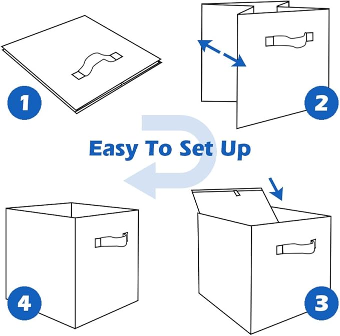 ShellKingdom Storage Bins, Foldable Fabric Storage Cubes and Cloth Organizer Drawer for Closet and Toys, 6 Pack (Dark Blue)