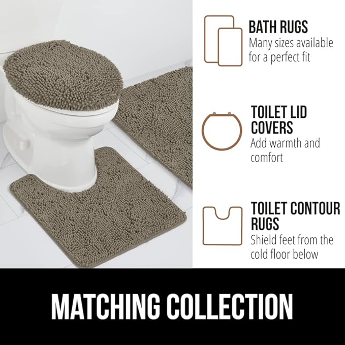 GORILLA GRIP Bath Rug Mat 60x24, Thick Soft Absorbent Chenille, Quick Dry Microfiber Mats, Rubber Backing Washable Shower Floor Rugs, Bathmat Runner, US Designed Bathroom Home Decor Accessories Latte
