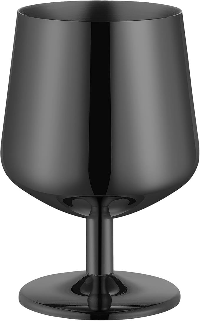 SuperCook 12oz Brandy Snifters, Cognac Snifter Glasses, Brandy Snifters Set of 4 of 6, Stemmed Whiskey Glasses, 18/10 Stainless Steel, Dishwasher Safe, Ideal Gift for Wine Lover, Black