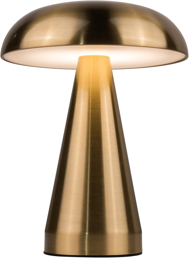 Craftmade - Marta 8.25 in. Brass Finish 1-Light Integrated LED, 2700/4500/6000K CCT 3-Way Touch Rechargeable Table Lamp with Shade