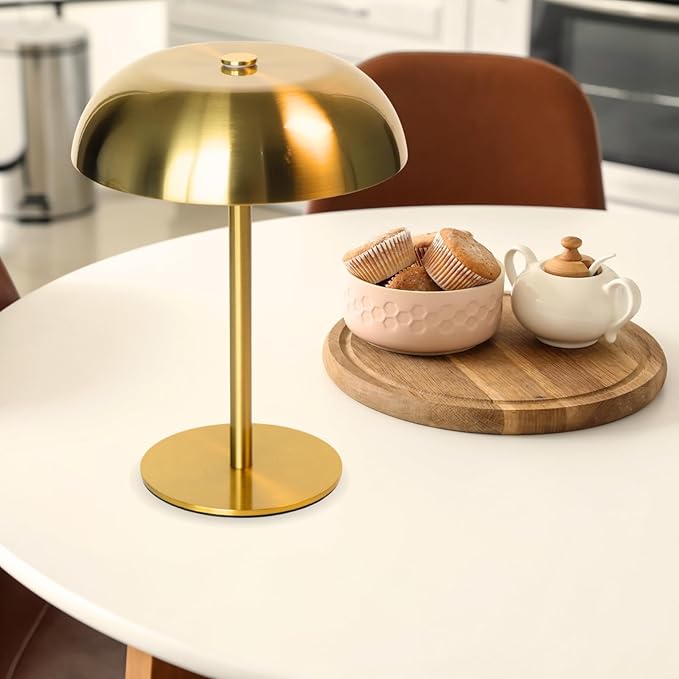 Portable LED Mushroom Table Lamp, Cordless Desk Night Light with 5200mAh Rechargeable Battery, Stepless Dimming Small Lamp with 3 Color and Brightness Control for Bedroom/Patio/Bar/Coffee shop (Black)