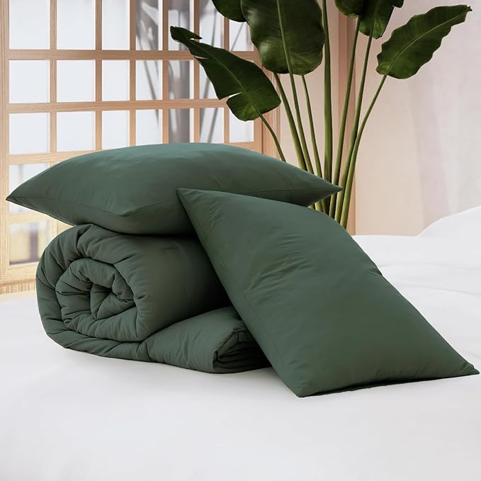 WRENSONGE Twin/Twin XL Comforter Set - 2 Pieces Deep Forest Comforter Prewashed Soft Lightweight for All Seasons,Fluffy Down Alternative Twin XL Comforter with 1 Pillow Sham