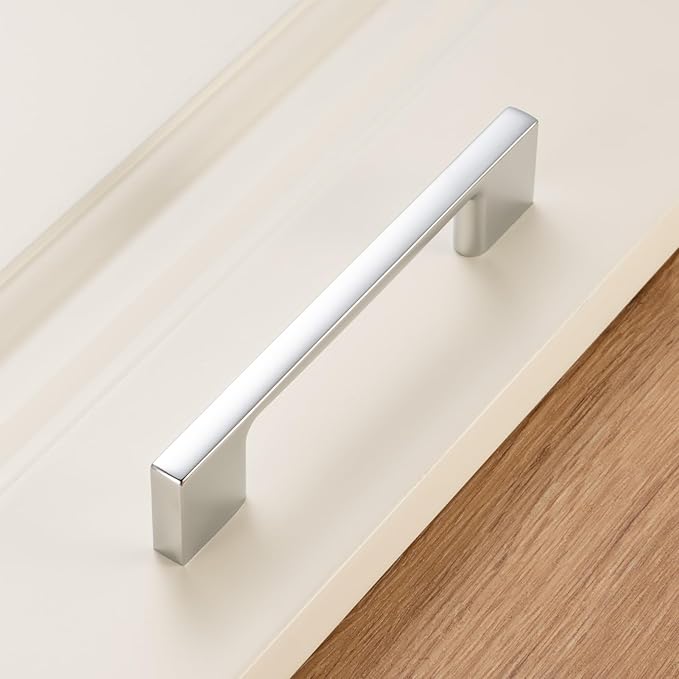 KOOFIZO 10 Pack 3-3/4 Inch Polished Chrome Kitchen Cabinet Pulls Chrome Cabinet Handles Chrome Cabinet Hardware for Kitchen Cabinets Drawer P01 Dresser Cupboard Bedroom Bathroom