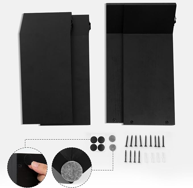 Book Shelf for Wall Set of 2, Modern Hanging Bookshelf Wall Mounted Desktop Book Shelves Black Organizer for Bedroom Livingroom Office