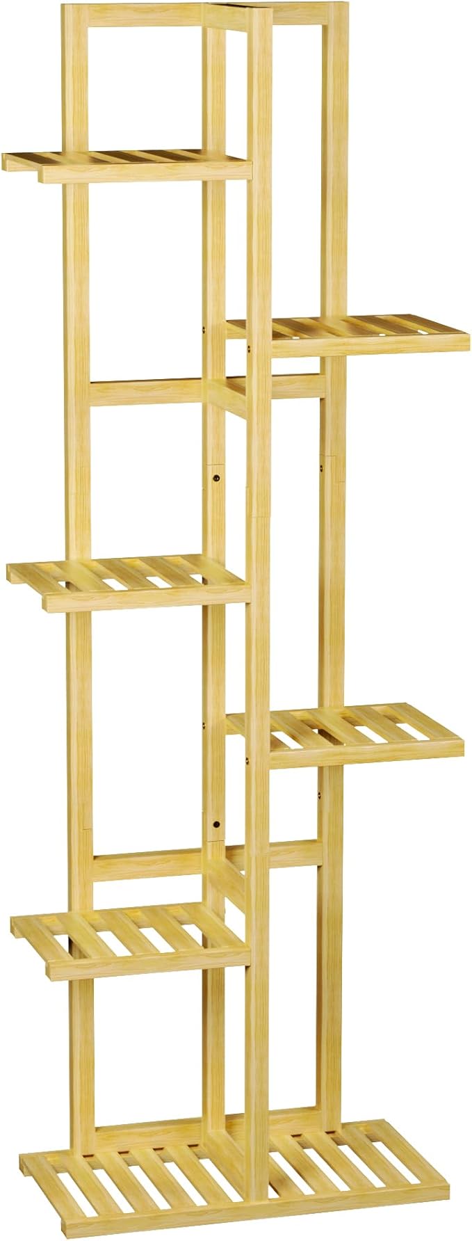 ROMGUAR CRAFT 6 Tier Bamboo Plant Stand Indoor, Wood Tall Flower Holder Corner Tiered Plant Shelf for Multiple Plants (Natural)