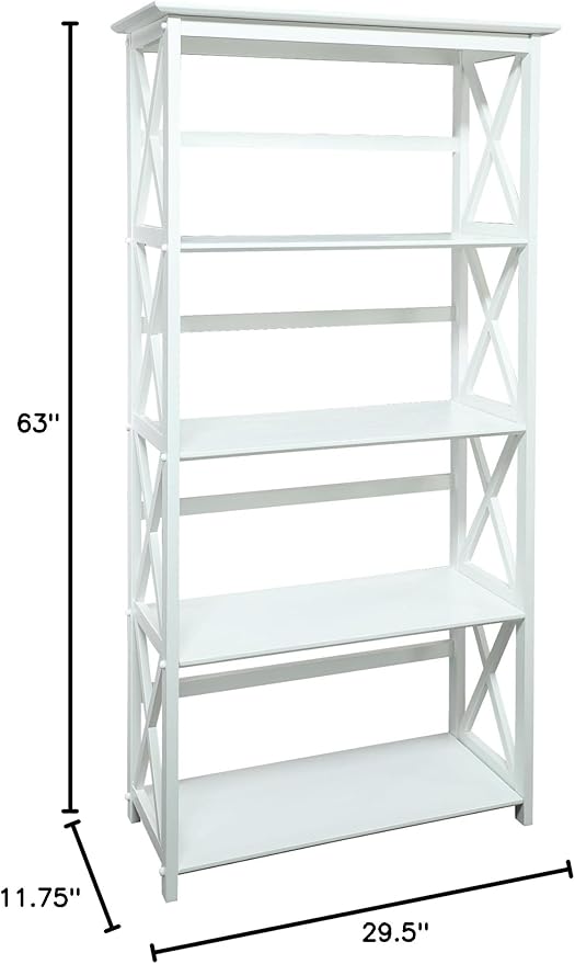Montego 5-Shelf Bookcase - White