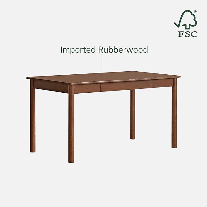 100% Solid Wood Desk, Home Office Writing Desk, Mid Century Modern Computer Desk with Drawers for Study Living Room 41" W