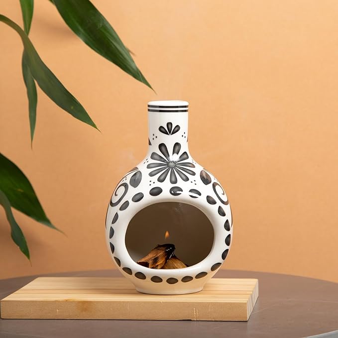 Handcrafted Palo Santo Holder Ceramic Incense Burner - Compact Size for Meditation Space - Burn Palo Santo Sticks and Cones Safely - Sage Aromatherapy Decor