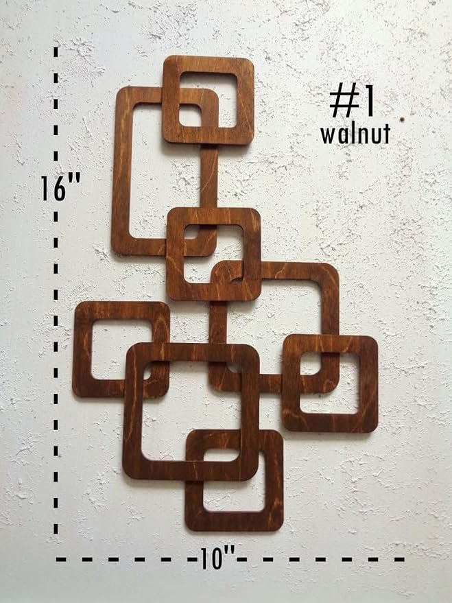 ZEYARUIBO Mid Century Modern Wood Wall Art Walnut Finish