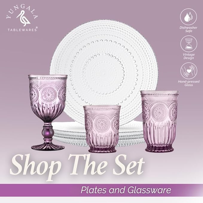Purple Highball Glasses Set of 6 — 10 oz Tall Drinking Glasses