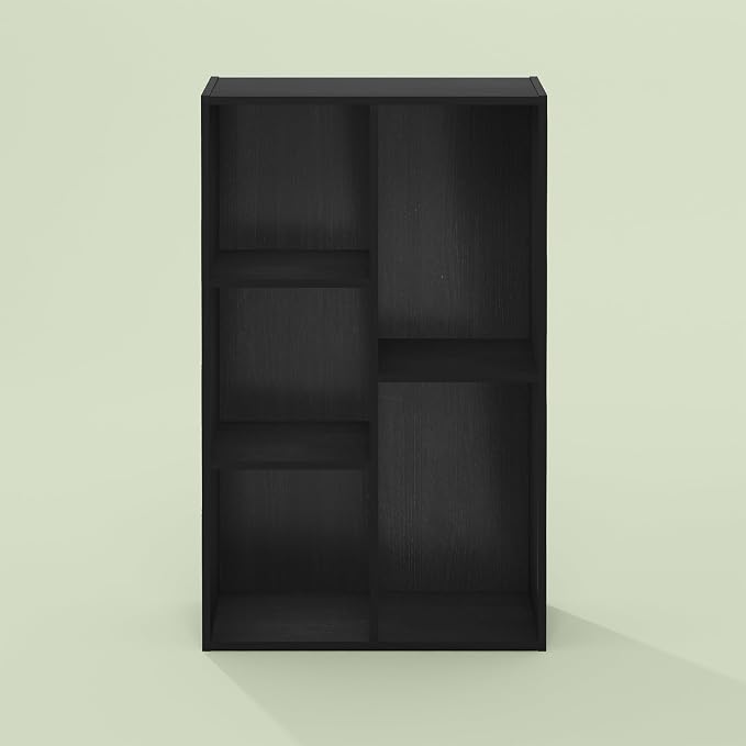 Hagen 5 Cube Organizer Bookcase, Bookshelf, Cube Storage, Toolless Assembly, for Living Room, Home Office, Black Oak