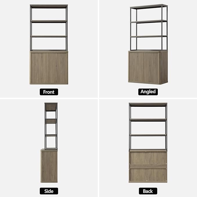 SICOTAS Book Shelf Fluted Bookshelf 71" Tall Bookcase with Doors Storage 5 Tier Mid Century Modern Bookshelves Large Shelves Metal Book Cases for Living Room Office Bedroom Kitchen Library (2PCS)