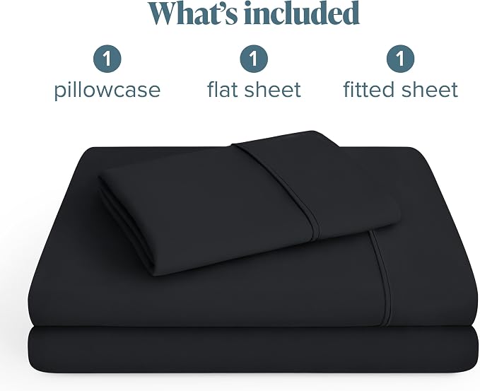 Bare Home Twin XL Sheet Set - 1800 Ultra-Soft Microfiber Twin Extra Long Bed Sheets - Double Brushed - Deep Pockets - Easy Fit - 3 Piece Set - Bedding Sheets & Pillowcases (Twin XL, Black)