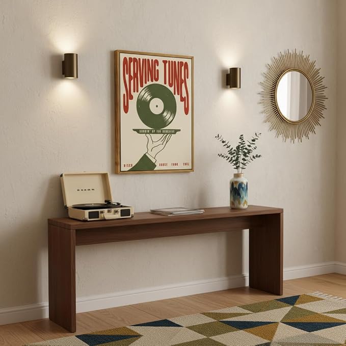 Floating Framed Funny Vinyl Record Canvas Wall Art, Vintage Abstract Music Print Poster, Minimalist Listening Lounge Decor, for Bar, Cafe, Kitchen, Dining Room, Restaurant, Home Decoration, 12x16in