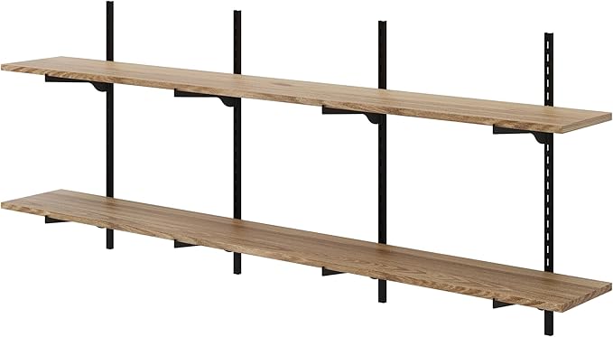 Wallniture Turin 60 Inch Long Adjustable Wall Shelf, Hanging Shelves for Wall, 8" Deep Black Floating Shelves, Living Room Shelf Decor, Office Wall Shelves, Kitchen Storage Shelves, Tier Shelf