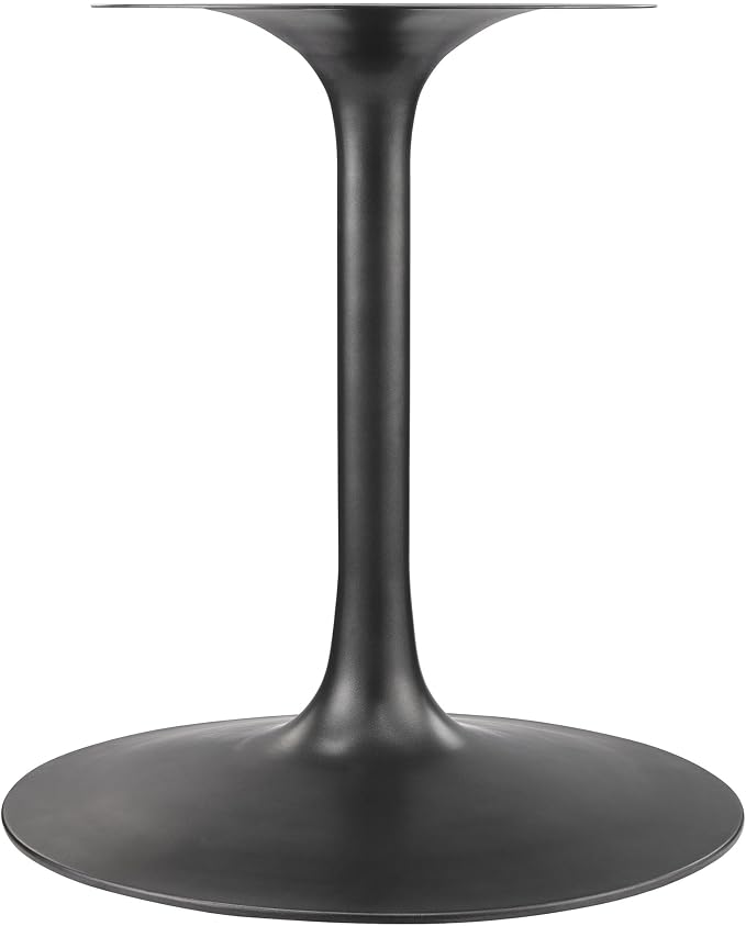 Modway Lippa 48 Inch Round Wood Dining Table with Metal Pedestal in Black Walnut - Modern Industrial Dining Table for 4 People - Solid Wood Tulip Kitchen Table