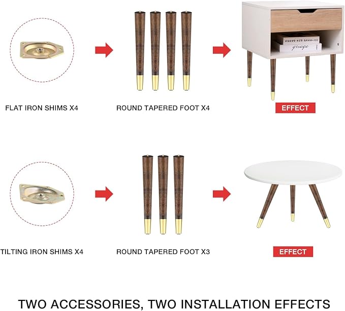 ALAMHI Wood Furniture Legs 16 inch - Coffee Table Legs - Mid Century Feet Replacement for Legs for Table - Coffee Table, Desk, Chair, Dresser, Ottoman, Cabinet, Bench Legs, Etc. Brown