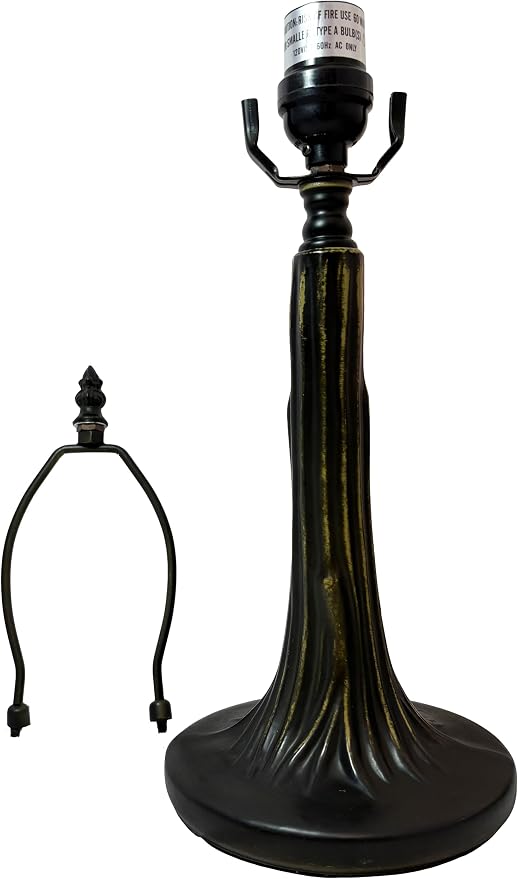Rainbow Art Glass Tree Trunk Metal Lamp Base, Dark Bronze Finish with Gold Highlights, Nicely Weighted, 17.5" Tall