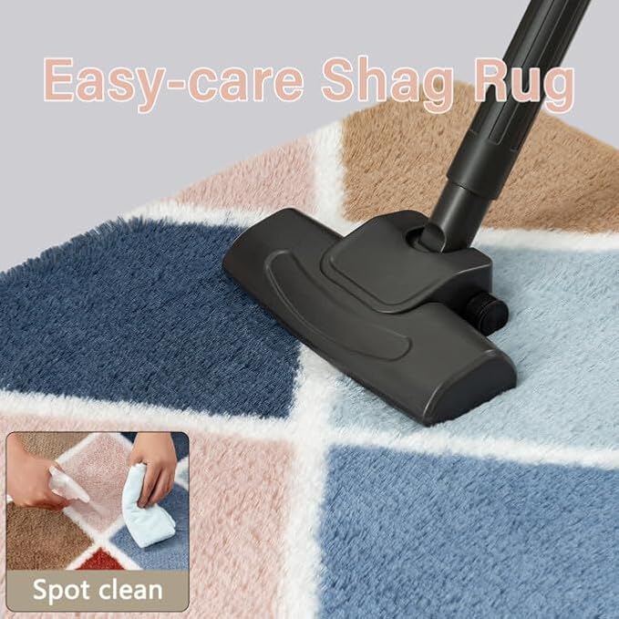5x7 Checkered Rug for Living Room Rainbow Modern Soft Area Rug Fluffy Non-Slip Carpet for Bedroom Playroom Home Aesthetic Decor