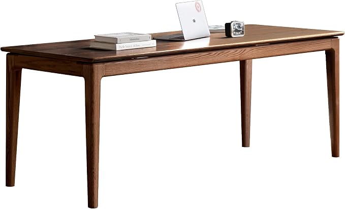 100% Solid Wood Desk, Home Office Computer Desk, Modern Writing Desk for Study, Dining Room & Living Space Walnut Color 62.99" W