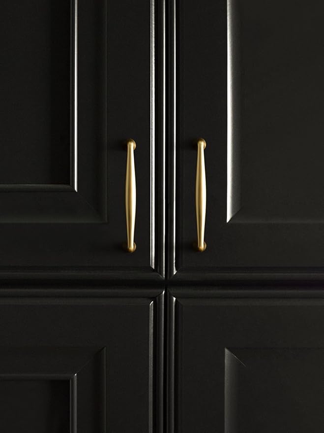 Brushed Gold Zinc Alloy Cabinet pulls - 3-3/4 Inch(96mm) Hole Center Classic Vintage Drawer Handles ,Kitchen Cupboard Bathroom Dresser Cabinet Hardware (5, Brushed Gold, 3-3/4"(96mm) Hole Centers)