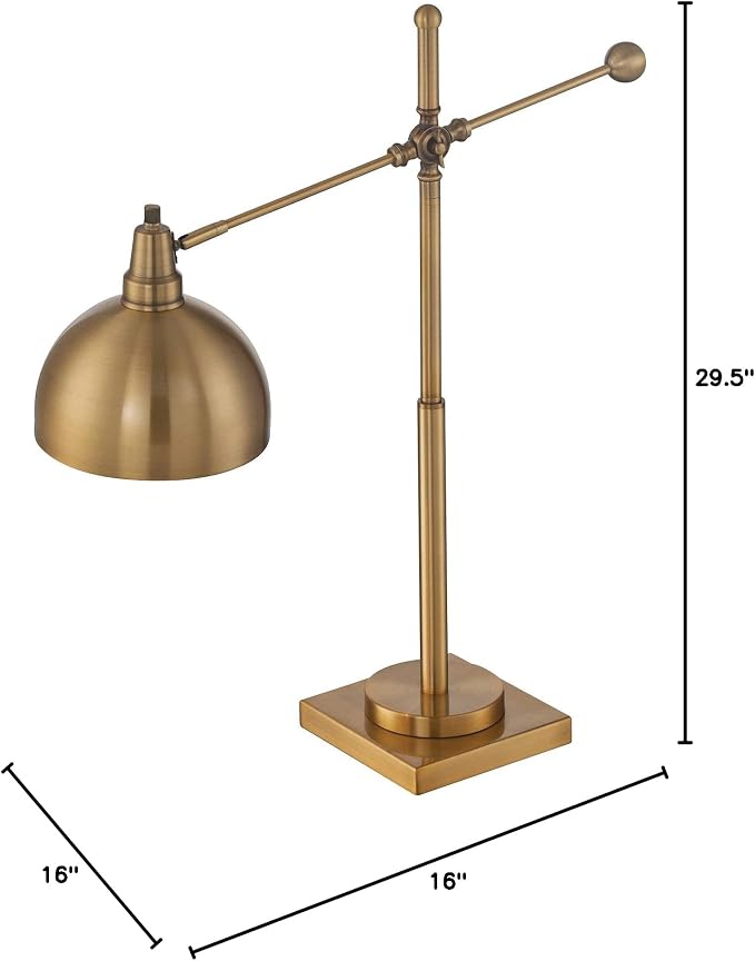 Lite Source Metal Table LAMP, Brushed Brass, E27 CFL 23W LS-22604