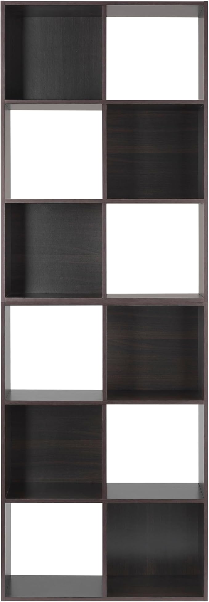 Whitmor 6 Cube Storage Organizer, 3 Tier Stackable Mdf Wood Bookcase, Open Storage Display Bookshelf, Storage Cabinet for Living Room, Bedroom, Home, Office, 23.7"L x 11.7"W x 35.2"H, Espresso
