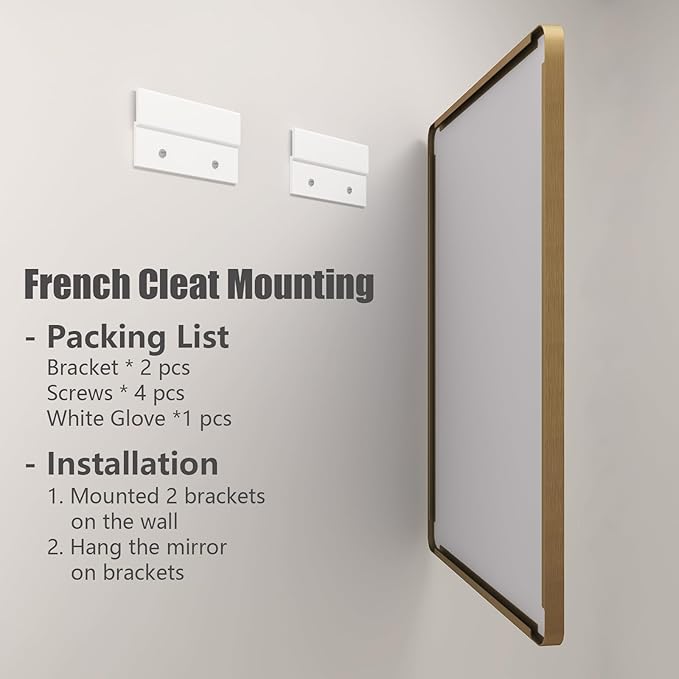 28x36 Gold Framed Mirror for Bathroom, Brushed Gold Mirror with Metal Frame, Modern Rectangle Brass Vanity Mirror for Wall, Shatterproof, Anti-Rust (Horizontal/Vertical)