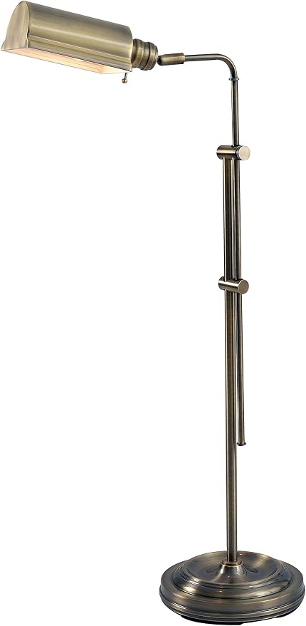 Kenroy Home Denton Floor Lamp with Antique Brass Finish, Classic Style, 50" Height, 10.125" Width, 19.5" Depth
