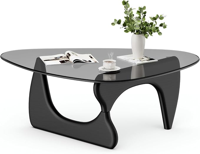 Modern Triangle Glass Coffee Table, Mid Century Coffee Table for Living Room Bedroom Reception Office Tables