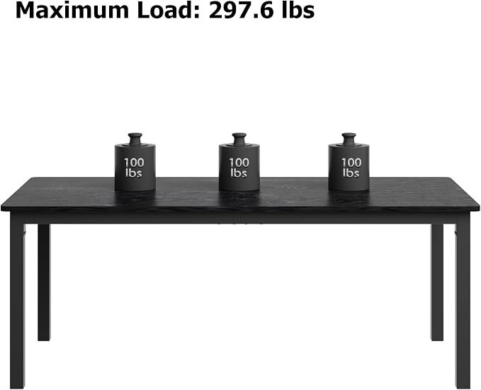 IDEALHOUSE 71 Inch Industrial Dining Table for 4-6 Person Rectangle Kitchen Table with Metal Legs,Round Corners, Writing Desk, for Modern Farmhouse, for Kitchen, Dining Room,Quick Assembly,Wood