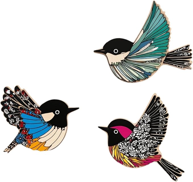 Qianly 3X Wooden Bird Wall Art,Wooden Sign Background Wall Hanging Signs Wood Flying Birds Wall Decors for Living Room,Housewarming