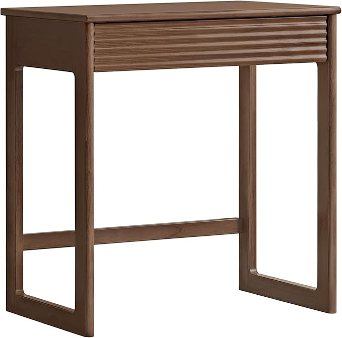 Walnut Finish Solid Wood Desk, Small Writing Desk Home Office Computer Desk for Small Spaces Study Bedroom Work 23.62" W