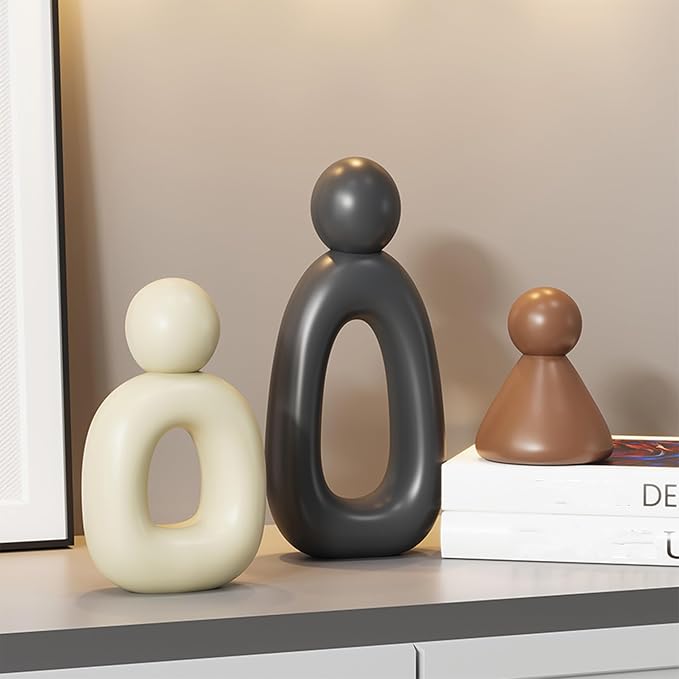 XINXUAN XGZY Abstract Three Sculptures - Minimalist Home Decoration, Modern Living Room Character Design, Desktop Decoration, Neutral Resin Art, Meaningful Home Gifts 
