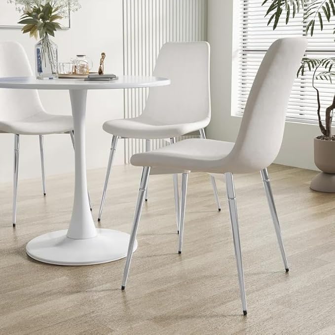 31.5" Mid-Century Round Dining Table for Outdoor, Tulip Table Metal Kitchen Dining Table for 2-4 People with Pedestal Base Leisure Coffee Table Office Living Room Small Space, White