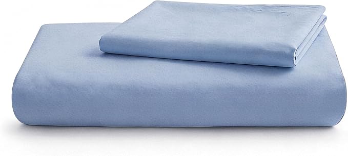 LOVQUE Light Blue Cotton Duvet Cover Twin Size, Linen Like Natural Bedding Set with Zipper Closure (No Comforter), 68x90 Inches