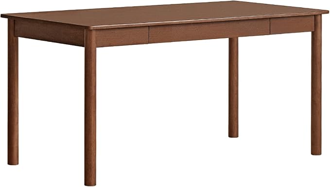Solid Wood Computer Desk, Mid-Century Modern Home Office Desk with Storage Drawers, Writing Table for Study & Living Room 47.24" W Walnut Color