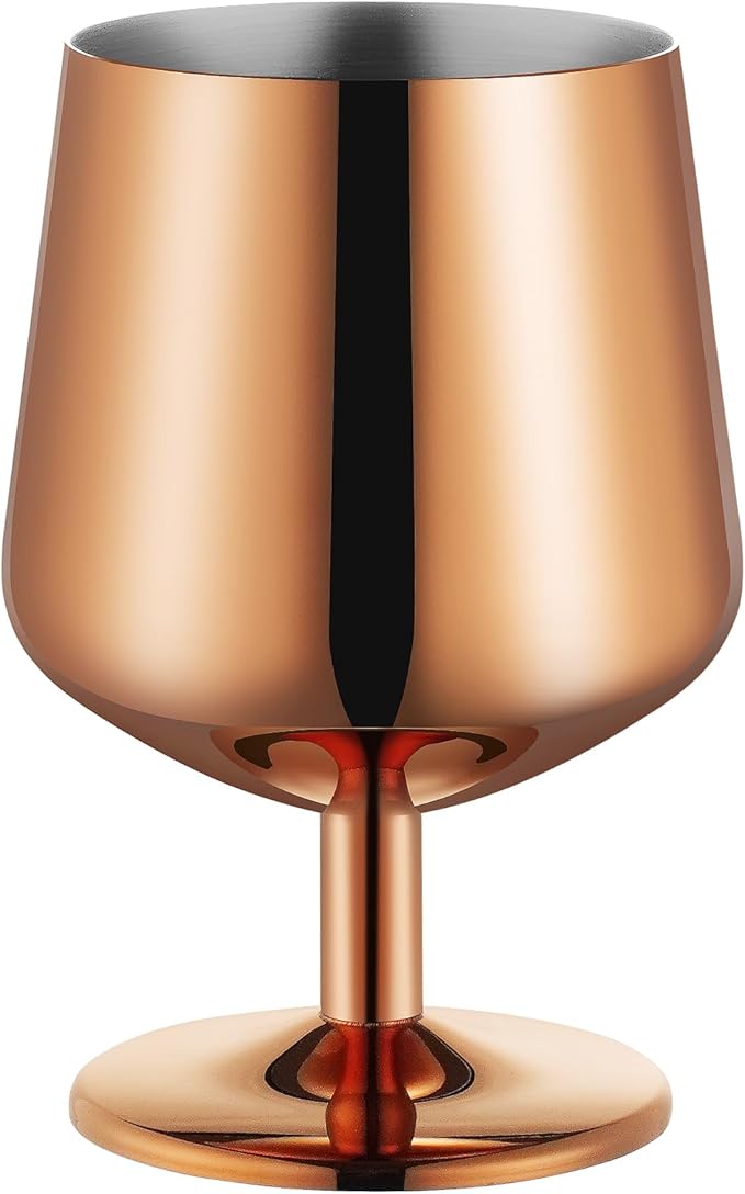 SuperCook 12oz Cognac Snifter Glasses, Brandy Snifters Set of 6, Snifter Glasses, Stemmed Whiskey Glasses, 18/10 Stainless Steel, Dishwasher Safe, Ideal Gift for Wine Lover, Rose Gold