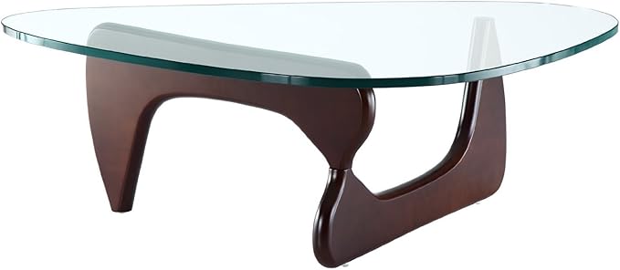EMODERN FURNITURE eMod - Noguchi Triangle Coffee Table Glass Top (Dark Walnut)