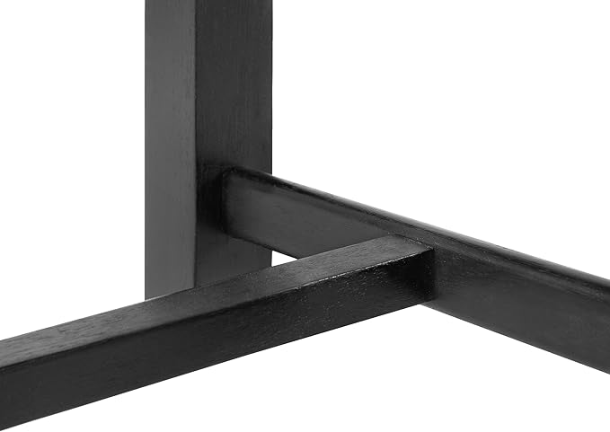12 Inch Wooden Black Step Stool, Small Nature Beach Chair Under Desk, Indoor Acacia Wood Short Footstool for Living Room, Kitchen, Bathroom