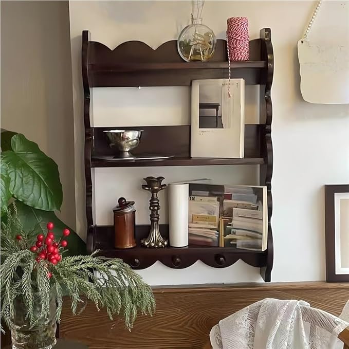 3 Tier Wood Wall Shelf, Vintage Floating Shelves, Hanging Storage Cabinet, Hanging Display Shelf for Living Room and Bedroom